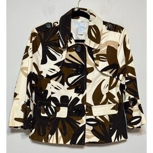 Y2K Emma J Retro Mod Floral Indie Sleek Jacket Women's Size S Artsy Gallery Girl